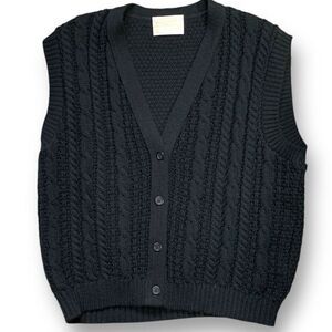 Pendleton Black Cable Knit Cardigan Vest